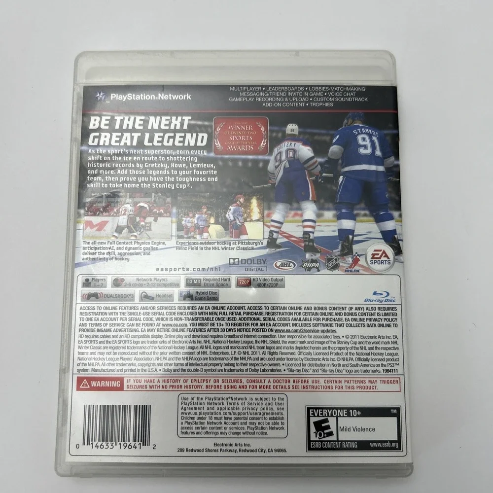 NHL 11 & NHL 12 (Sony PlayStation 3, 2011) PS3 - Lot of 2 Games - with Manual